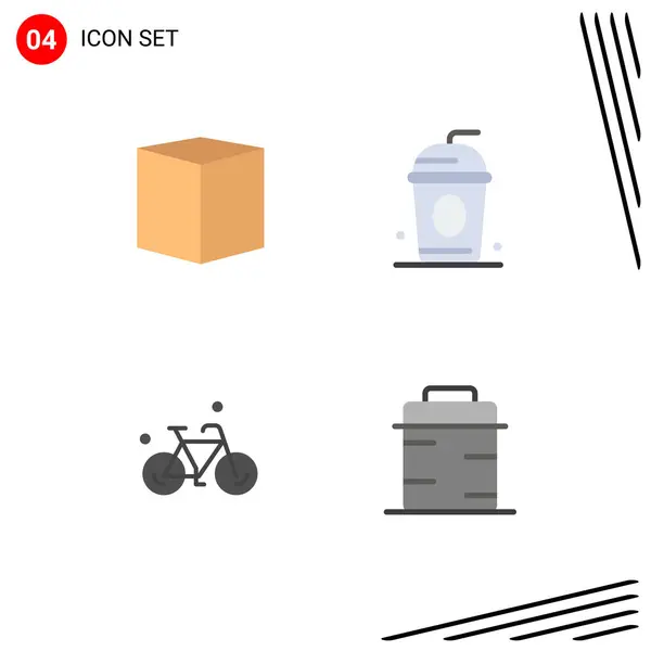 Moderní Sada Plochých Ikon Symbolů Jako Box Cycle Paris Pan — Stockový vektor
