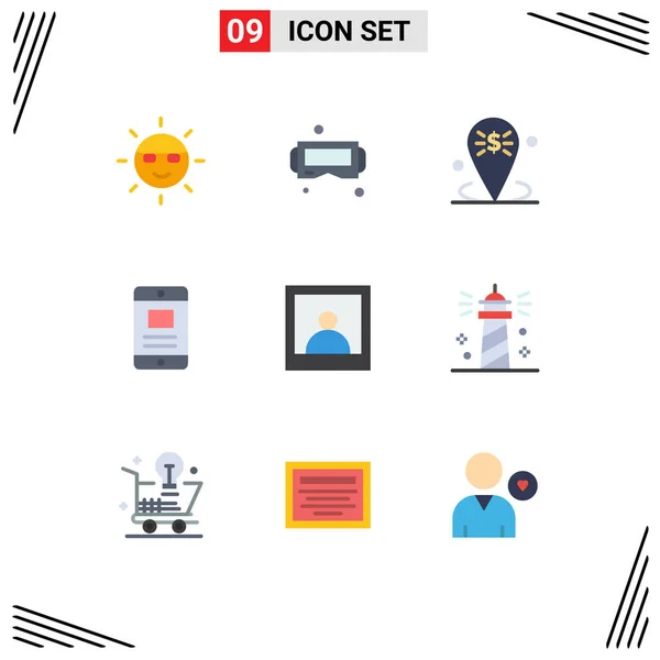 Set Modern Icons Sysymbols Signs Business Text Smart Mobile Place — Archivo Imágenes Vectoriales