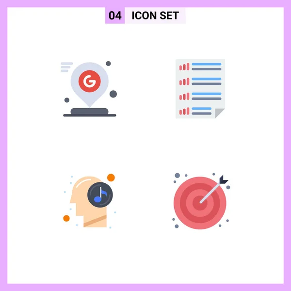 Mobile Interface Flat Icon Set Pictograms Google Page Location Data — 스톡 벡터
