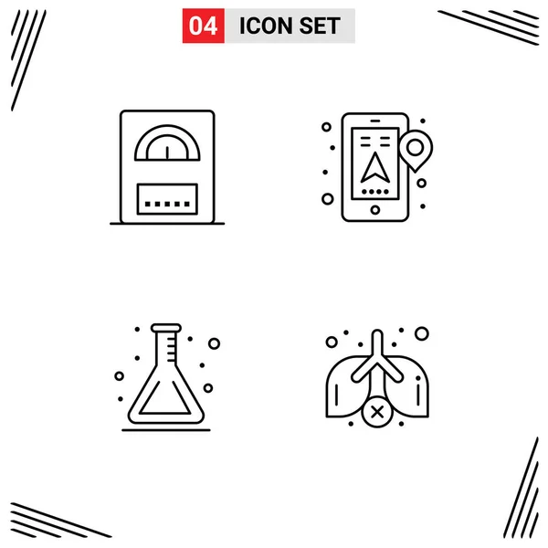 Vector Stock Icon Pack Líneas Señales Símbolos Para Agua Fosa — Vector de stock