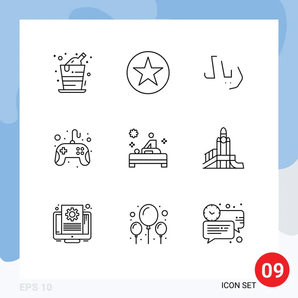 Mobile Interface Outline Set Pictograms Spa Pad Star Game Control — Stock Vector