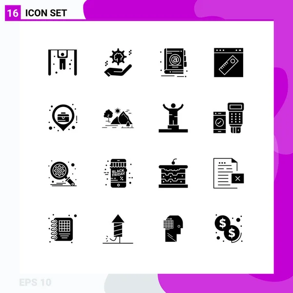 Stock Vector Icon Pack Mit Zeilenzeichen Und Symbolen Für Standort — Stockvektor