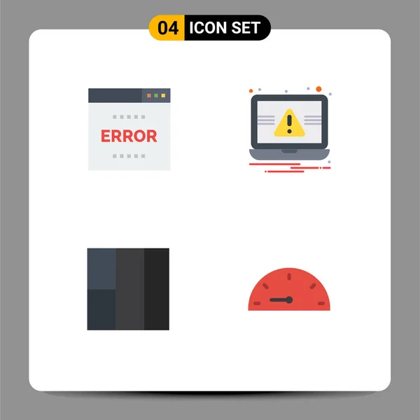 Icône Plate Pack Symboles Universels Erreur Grille Page Ordinateur Portable — Image vectorielle