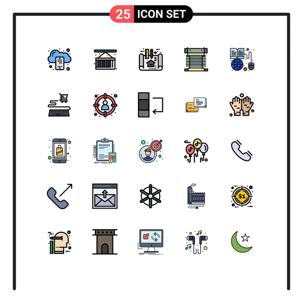 Set Modern Icons Symbols Signs Book Cpu Apartment Cooling Computer — Stock Vector