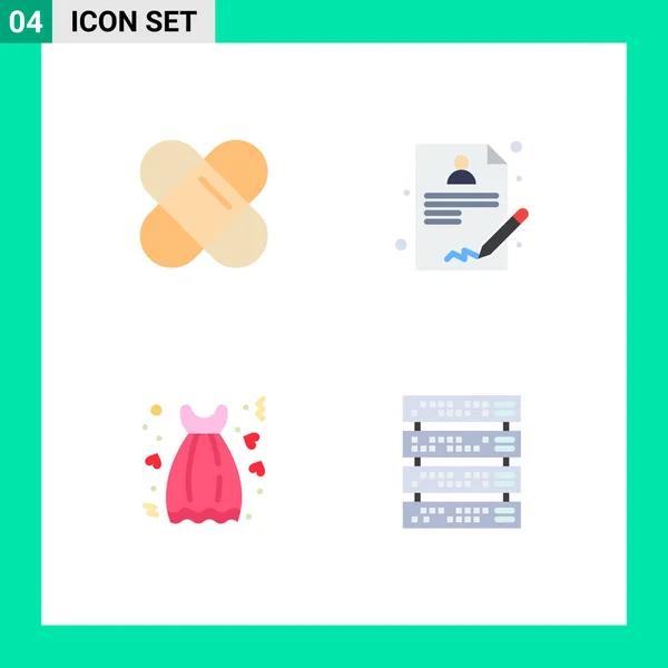 Set Commercial Flat Icons Csomag Tapasz Szerelem Jelentés Dátum Állvány — Stock Vector