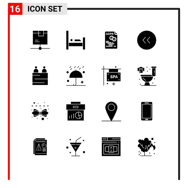 Set of 16 Modern UI Icons Symbols Signs for left, back, sleep, arrows, gdpr Editable Vector Design Elements — Stock Illustration Set Modern Icons Symbols Signs Left Back Sleep Arrows Gdpr Stock Vector