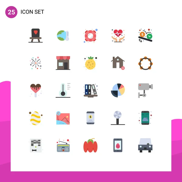 2014 Mobile Interface Flat Color Set Pictograms Time Dollar Life — 스톡 벡터