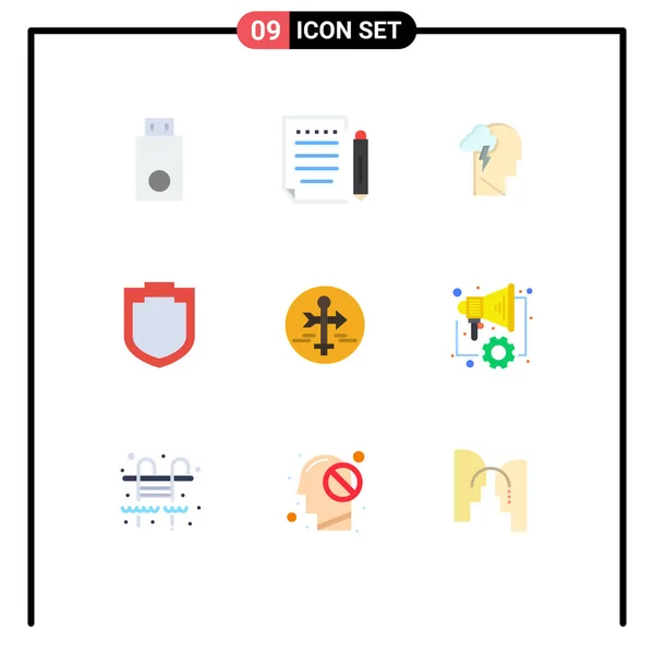 Interface Usuário Flat Color Pack Modern Signs Symbols Guide Shield — Vetor de Stock