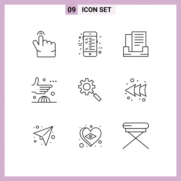 Set Modern Icons Sysymbols Signs Setting Research Box Search Handshake — Vector de stock