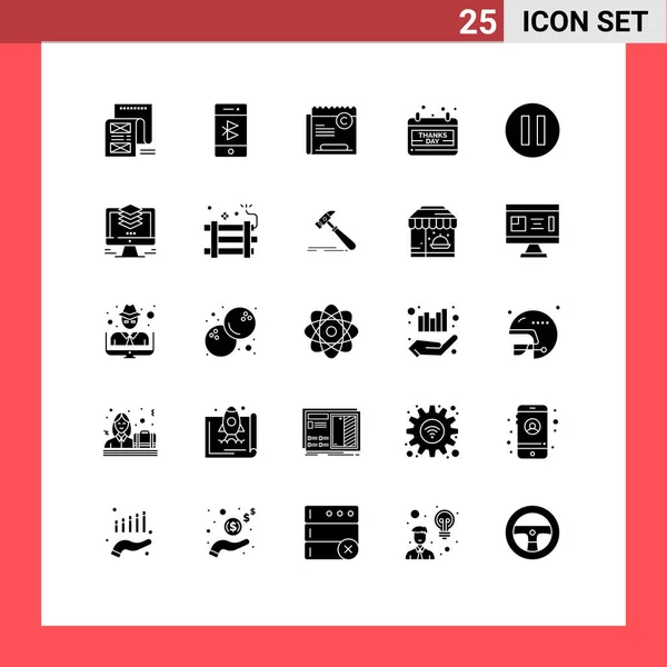 Set Vector Solid Glyphs Grid Day Calendar Mobile File Restriction — Archivo Imágenes Vectoriales