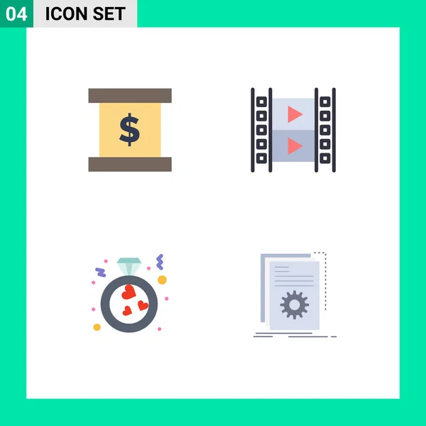 Set Modern Icons Sysymbols Signs Business Ring Film Multimedia App — Archivo Imágenes Vectoriales