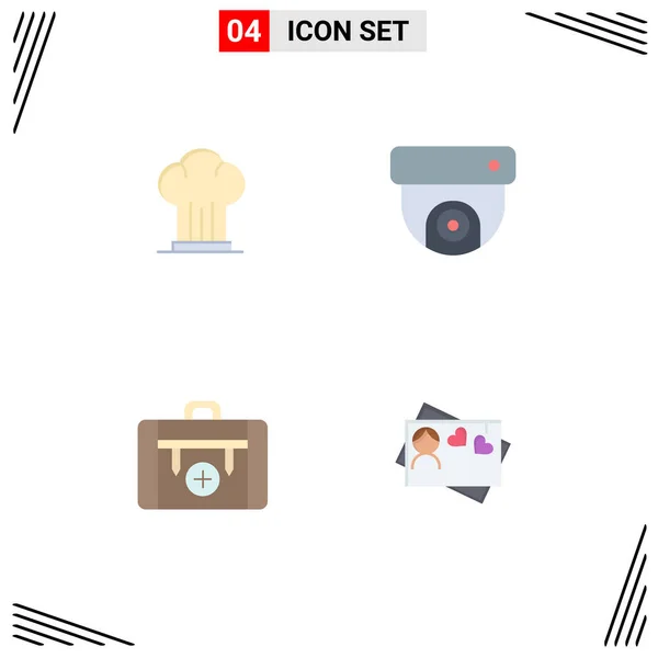 Set Commercial Flat Icons Pack Cap Camping Hat Ccctv Hiking — Vector de stock