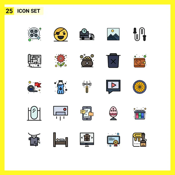 Set Modern Icons Sysymbols Signs Jumping Image Scary Picture Truck — Vector de stock