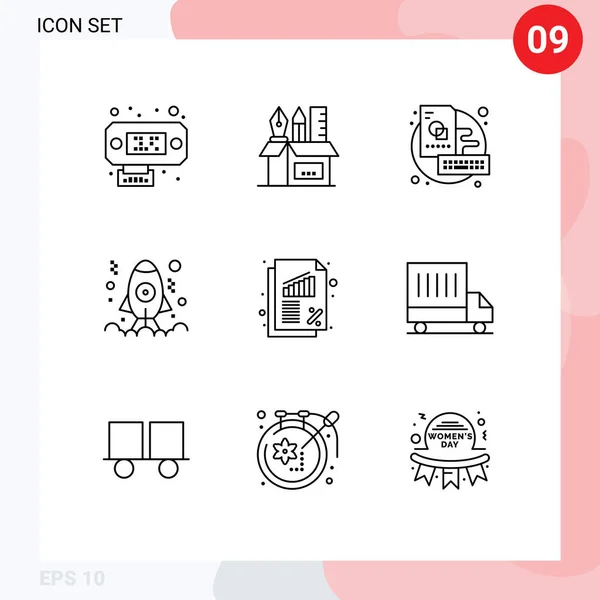 Creative Icons Modern Signs Sysymbols Business Launch Board Development App — Vector de stock