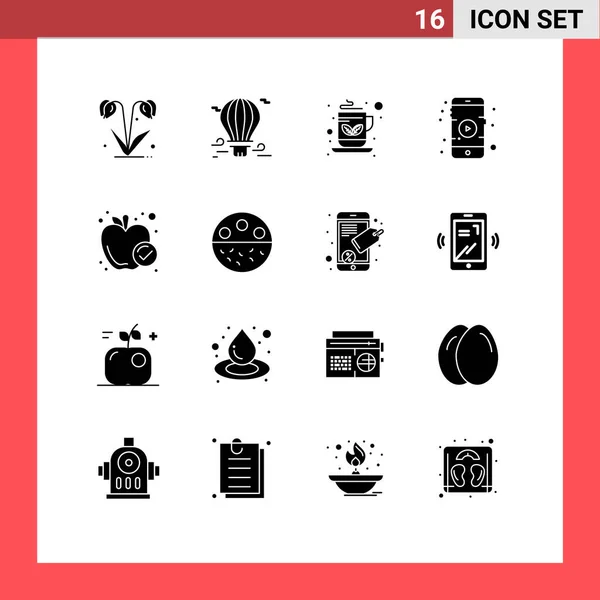 Universal Icon Symbols Group Modern Solid Glyphs Food Play Travel — Vetor de Stock