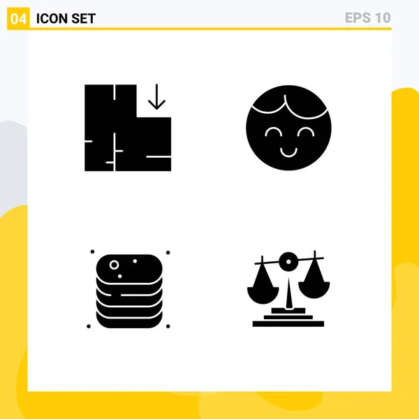 Mobile Interface Solid Glyph Set Pictograms Apartment Food Baby Beef — Stockový vektor