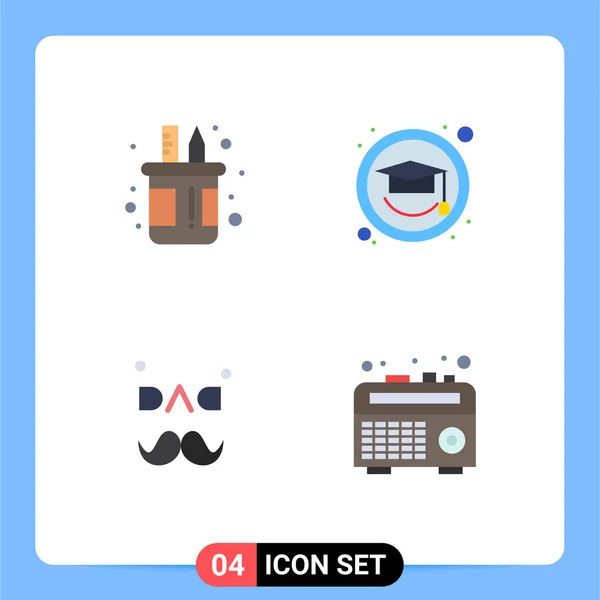 Set Modern Icons Sysymbols Signs Box Father Pencil Graduation Love — Vector de stock