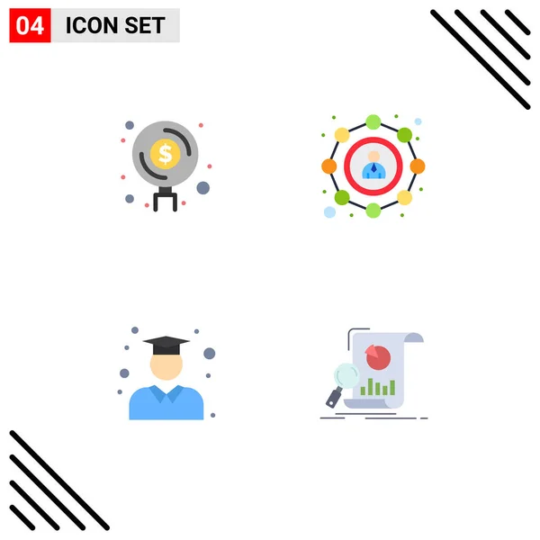 Pictograma Conjunto Iconos Planos Simples Finanzas Educación Inversión Seo Graduación — Vector de stock