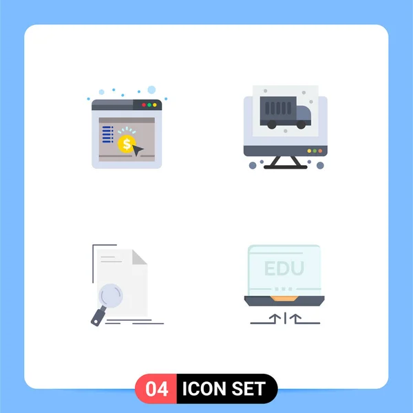 Pictogram Set Simple Flat Icons Cpc File Seo Economy Page — 스톡 벡터
