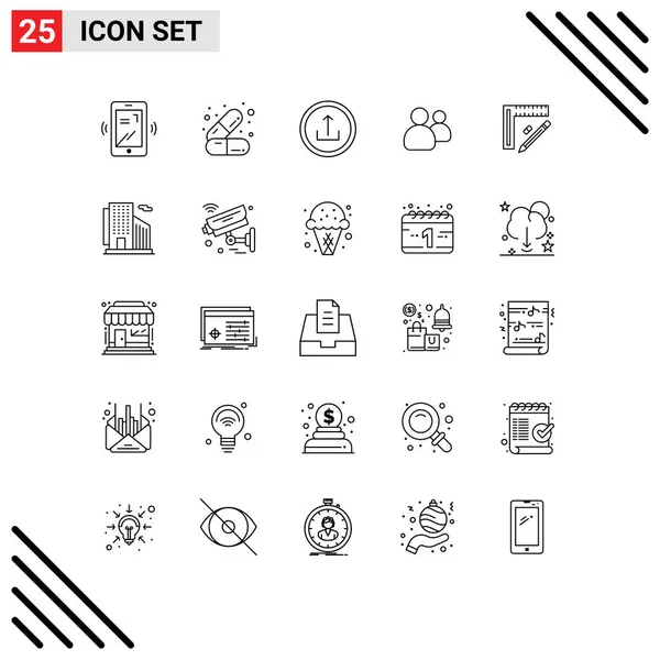 Grupo Universal Símbolos Icon Líneas Modernas Construcción Equipo Básico Usuarios — Archivo Imágenes Vectoriales