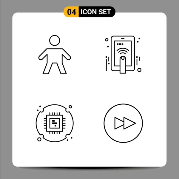 Vector Stock Icon Pack Líneas Señales Símbolos Para Niños Procesador — Archivo Imágenes Vectoriales