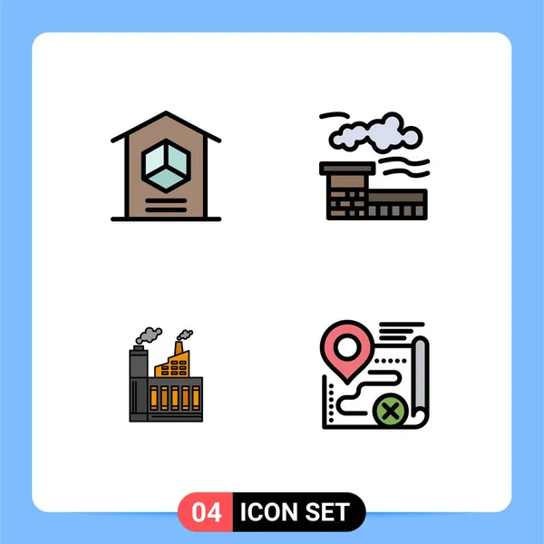 Conjunto Símbolos Iconos Modernos Para Entrega Construcción Producto Industria Fábrica — Vector de stock
