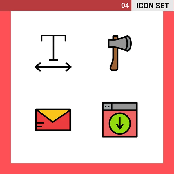 Mobile Interface Filledline Flat Color Set Pictograms Font Email Tool — Stockový vektor