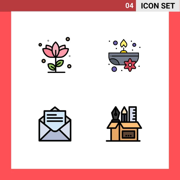 Creative Icons Modern Signs Sysymbols Flora Email Nature Candle Message — Archivo Imágenes Vectoriales