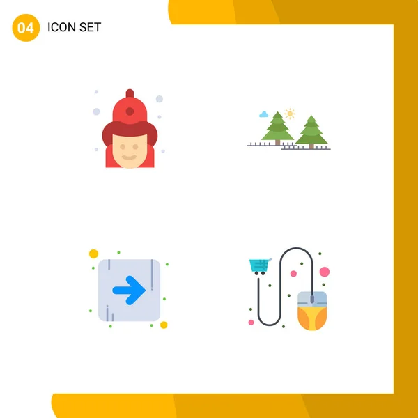 User Interface Pack Basic Flat Icons Fight Pines Firemen Camping — Stock Vector