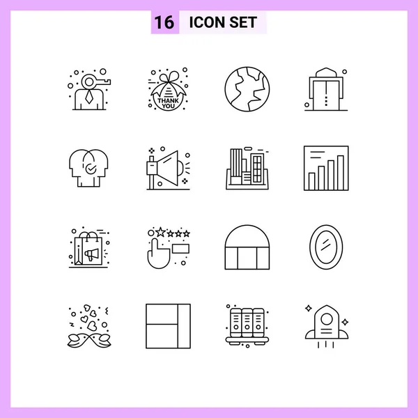 Modern Set Outlines Pictograph Resources Human Earth Business Fashion Editable — Stock Vector