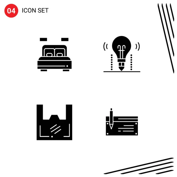 Vector Stock Icon Pack Líneas Señales Símbolos Para Hogar Bolsa — Vector de stock