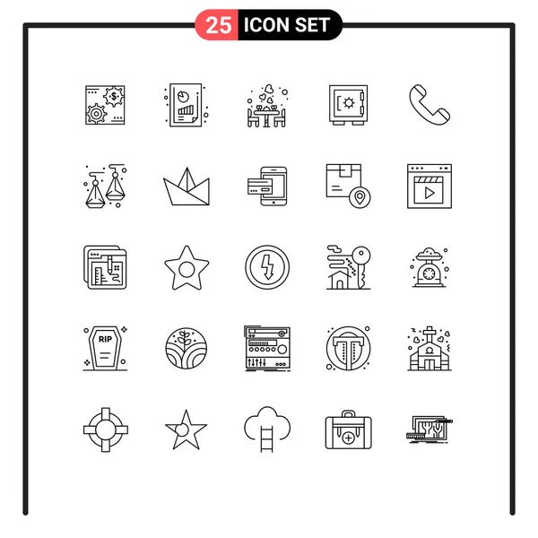 Stock Vector Icon Pack Mit Zeilenzeichen Und Symbolen Für Schließfach — Stockvektor