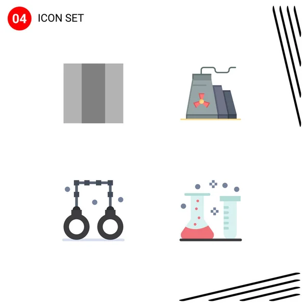 Flat Icon Pack Universal Symbols Grid Police Construction Handcuffs Chemical — Stock Vector