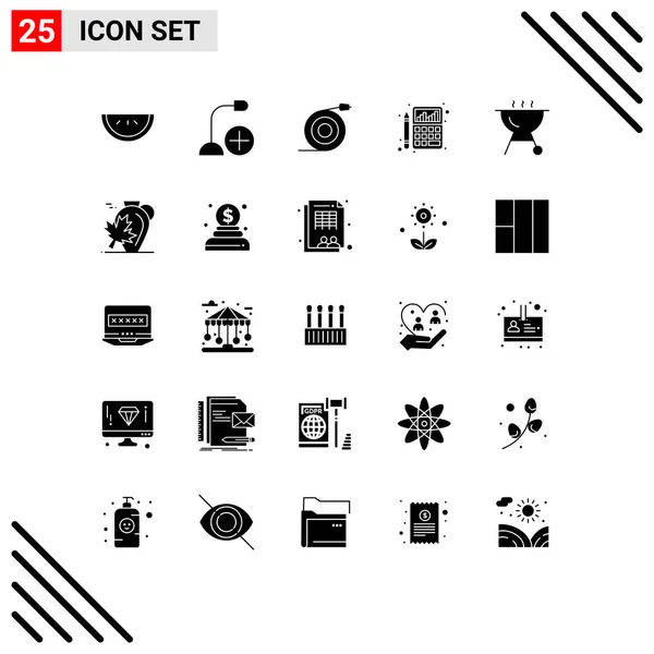 Vector Icon Pack Line Signs Symbols Food Chart Curved 계산기 — 스톡 벡터