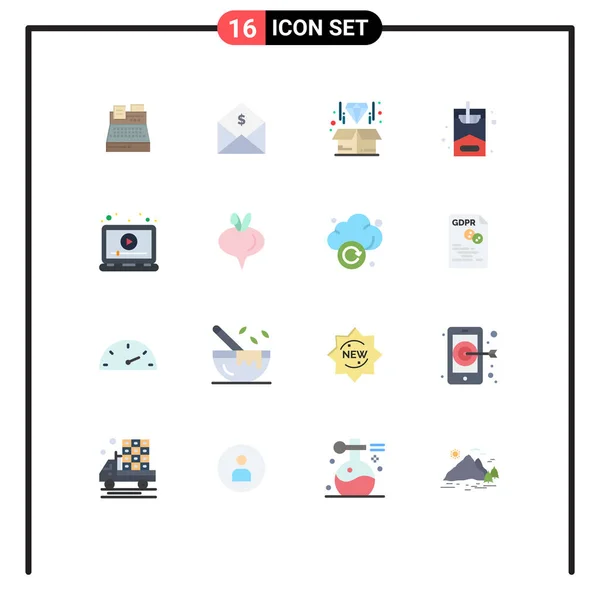 Universal Icon Symbols Group Modern Flat Colors Laptop Hobby Order — Stockový vektor