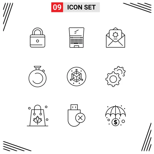 Stock Vector Icon Pack Line Signs Symbols Scale Timer Donation — Stock Vector