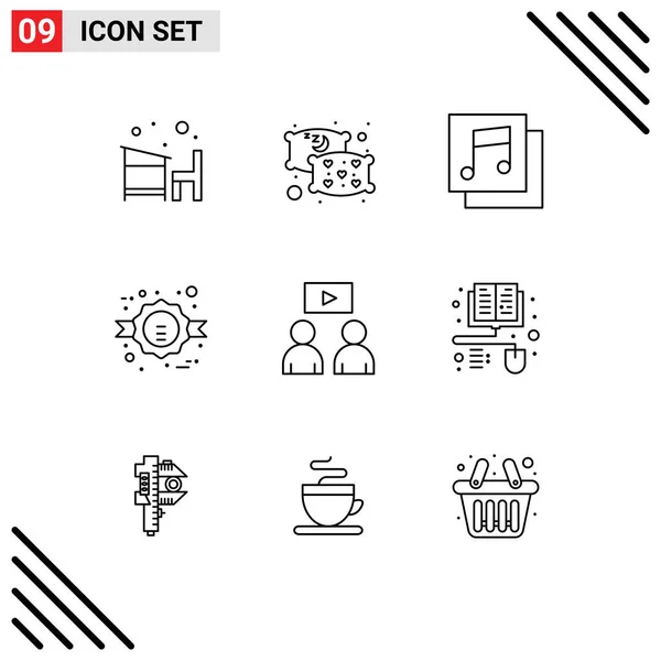 Creative Icons Modern Signs Symbols Video Man Albums Sale Commerce — Stock Vector
