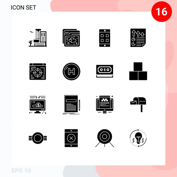 Universal Icon Symbols Group Modern Solid Glyphs Business Jelentés Mobil — Stock Vector