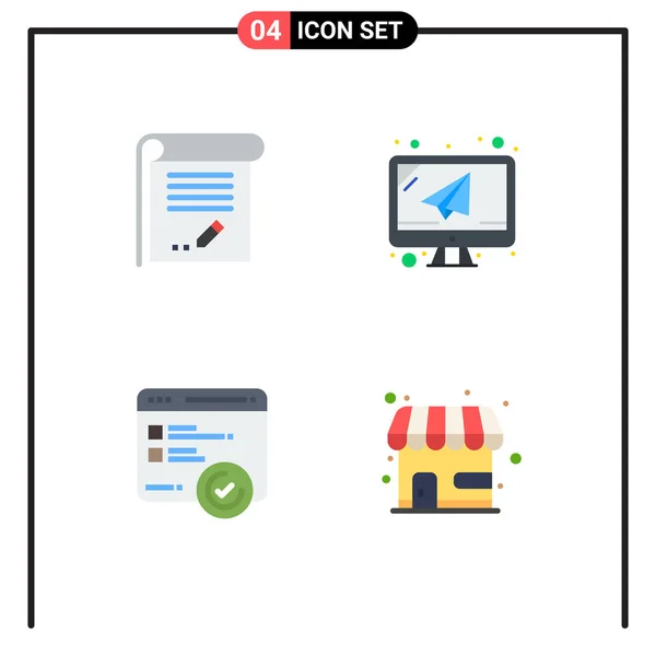 Interfejs Użytkownika Płaska Ikona Pakiet Nowoczesnych Znaków Symboli Dokumentu Rozwoju — Wektor stockowy