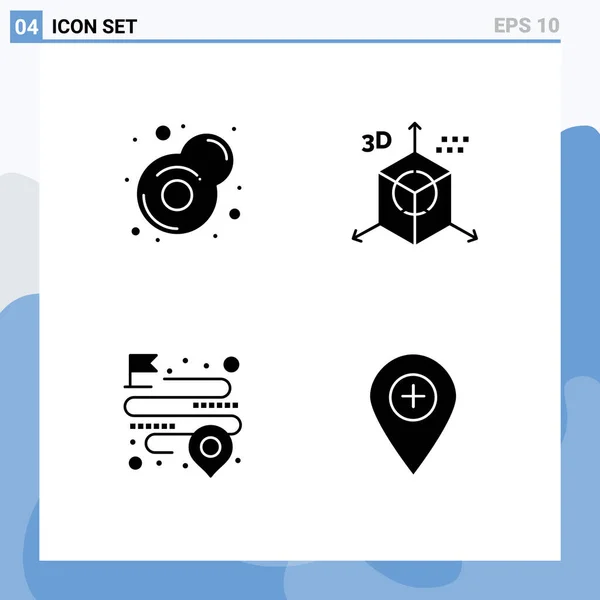 Mobile Interface Solid Gyph Set Pictograms Breakfast Location Coding Direction — Archivo Imágenes Vectoriales