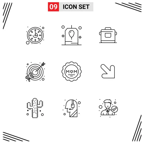 Creative Icons Modern Signs Symbols Mother Medal Kitchen Marketing Target — Stock Vector