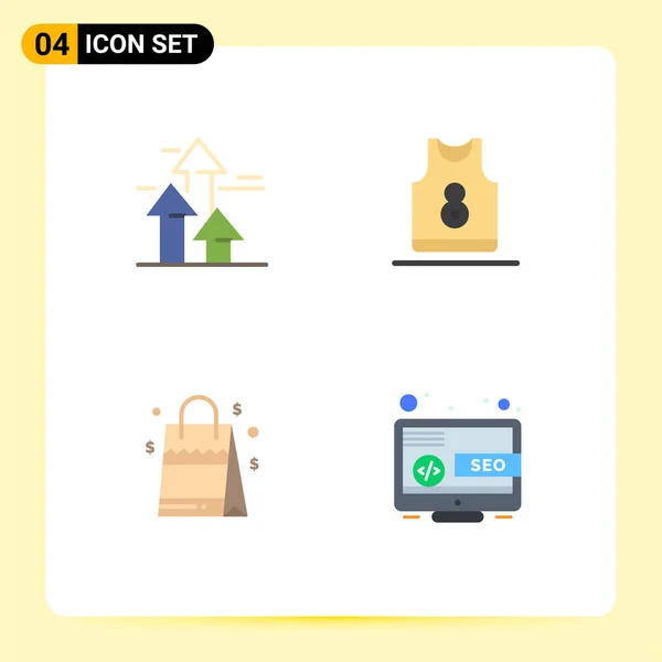 Modern Set Flat Icons Piktográf Nyilak Ruhák Előre Ing Kézitáska — Stock Vector