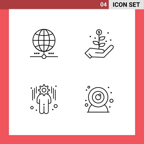 Creative Icons Современные Знаки Символы Земли Управление Данные Инвестиции Камера — стоковый вектор