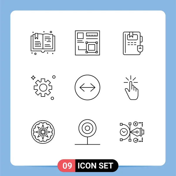 Conjunto Icones Modernos Símbolos Sinais Para Setas Deslizantes Deslizamento Horizontal — Vetor de Stock
