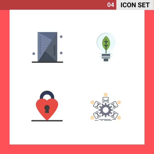 Mobile Interface Flat Icon Set Pictograms Console Lock Outline Private — Archivo Imágenes Vectoriales