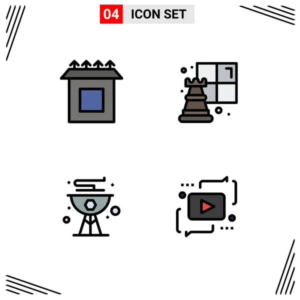 Stock Vector Icon Pack Mit Zeilenzeichen Und Symbolen Für Schachtel — Stockvektor