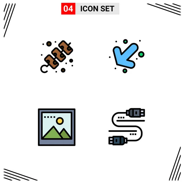 Pictogram Set Simple Filledline Flat Colors Camped Photo Travel Left — 스톡 벡터