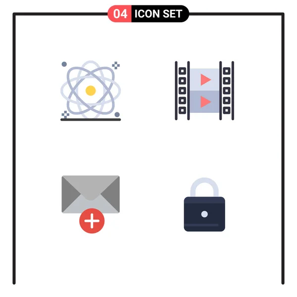 Современный Набор Плоских Иконок Сиконов Таких Атом Почта Ядерная Энергия — стоковый вектор