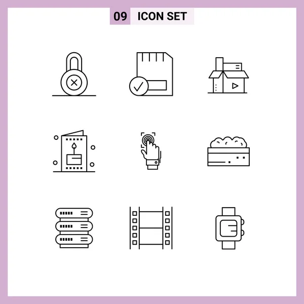 Pictogram Set Simple Outlines Fingerprint Kid Content Holiday Publishing Editable — Stock Vector