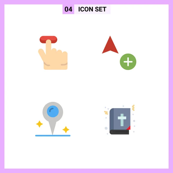 Pack Iconos Color Creativos Clic Biblia Añadir Mapa Fragmentos Diseño — Vector de stock